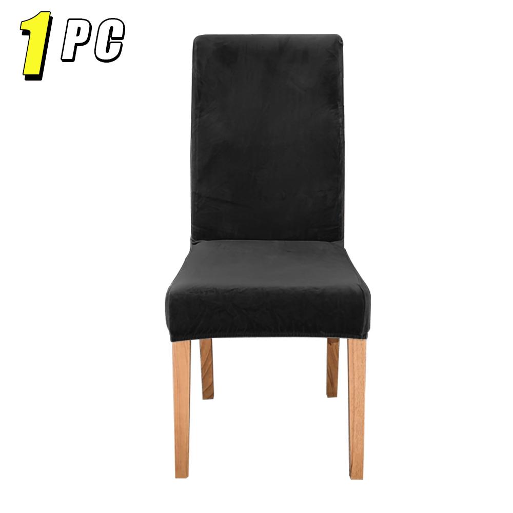 1/4pcs Velvet Chair Covers Dining Room Elastic Soft Seat Cover Solid Color Dustproof Furniture Protector Restaurant Banquet Home