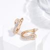 New Simple Natural Zircon Earrings For Women Daily Fine Jewelry  Rose Gold Color English Lock Clip Geometry Earrings