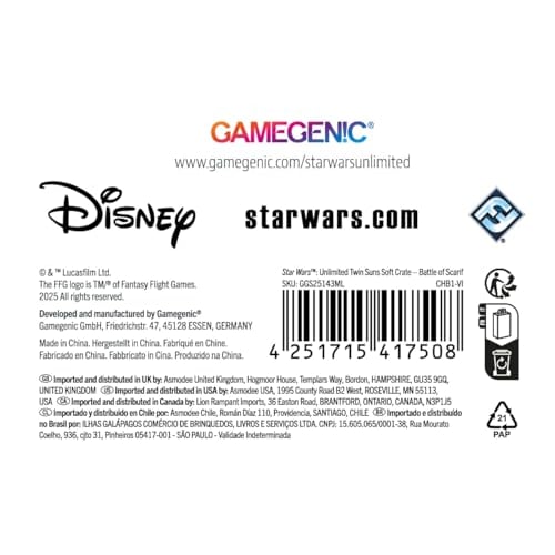 Star Wars Unlimited Soft Crate - Full-color Printed & Officially Licensed, Durable Deck Box Holds 60 Double-sleeved Cards. Perfect for TCGs and LCGs.