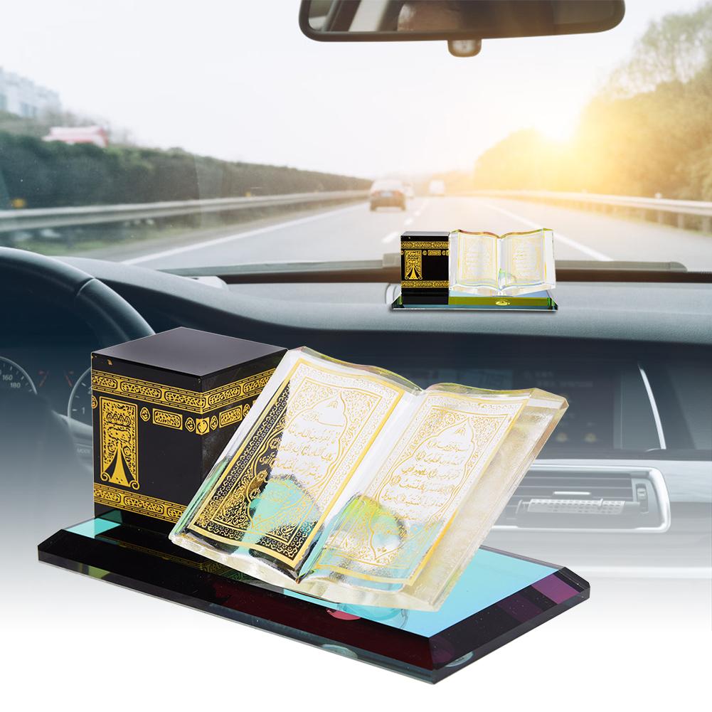 Muslim Crystal Gilded Caaba 2 Pcs Model Islamic Building Handicrafts Souvenirs Car Ornament