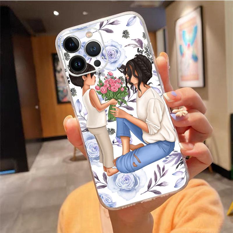 

Phone Case For iphone 17 Pro Max Air 16 15 14 13 Pro Max 15 16 Pro 15Plus Mama Mom Son Daughter Case Funda iphone 14Pro