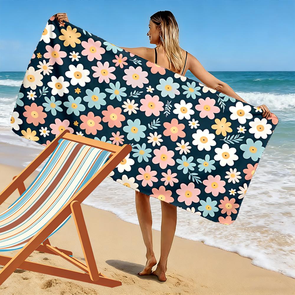 Colorful Floral Pattern Beach Towel Beach Towel Quick-drying for Travel Outdoor Sports Jogging Beach and Swimming