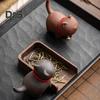 Kitten Tea Pet Kung Fu Tea Set Handcrafted Purple Sand Tea Pet Oriental Elegance Table Room Home Office Tearoom Decor Unique Gift for Tea Lovers