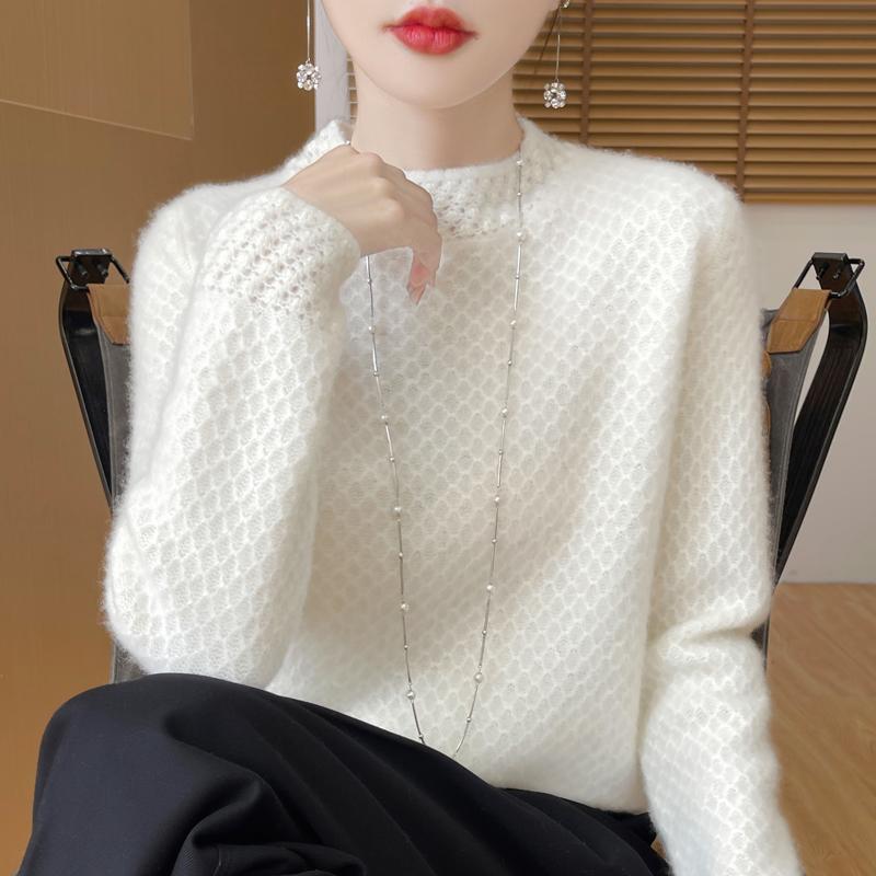 

Женский кашемировый свитер Qinghe кашемир 30% кашемир 70% шерсть осенне-зимний пуловер теплый и модный XXL теплый белый