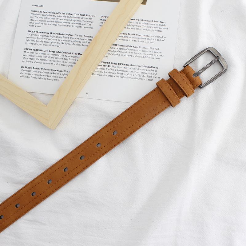 Vintage Matte Belt Body Cut Line Porous Design Belt Female Minimalist Student Decorative Wide Belt