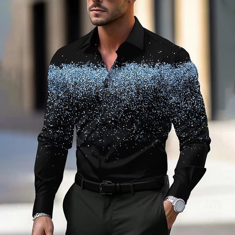 Men's Long Sleeve Shirt Casual Loose Button Down Blouse Fashion Printed Tops Daily Wear Breathable Oversized Shirts For Spring Autumn