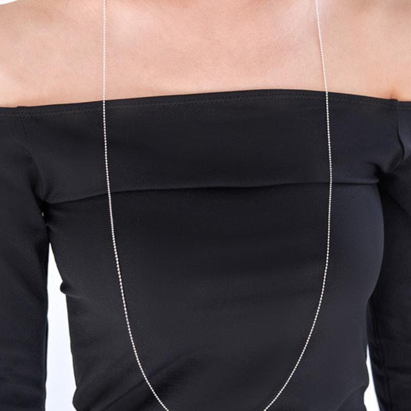 POSTLUDE [SILVER] SPARKLING BALL LONG CHAIN necklace(2 COLORS)