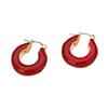 Elegant French Atmosphere: Trendy Enamel Drip Glaze Color Block Earrings for Women