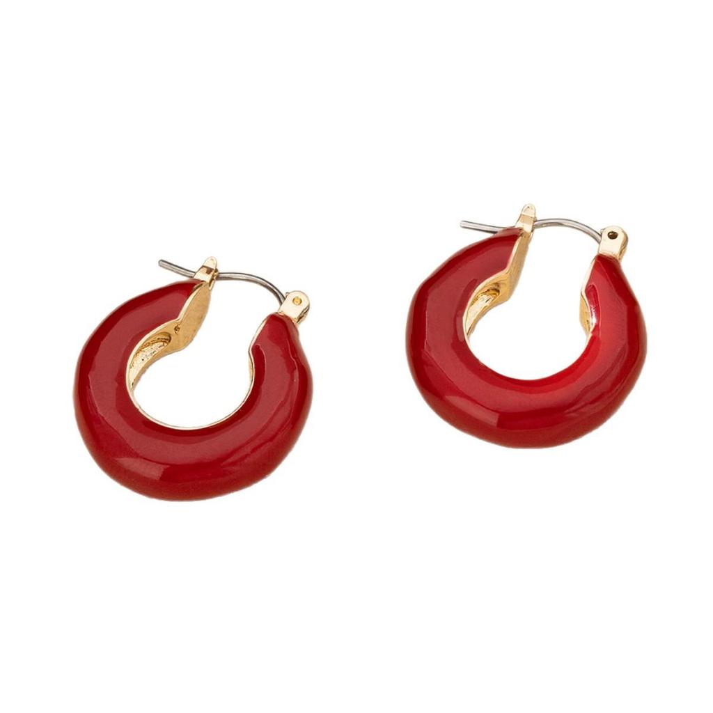 Elegant French Atmosphere: Trendy Enamel Drip Glaze Color Block Earrings for Women