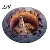 Living Room Holiday Carpet Christmas 3D Rug Illusion Area Round Decorative Optical Floor Mat Festive for Indoor Home Decoration Winter Seasonal Rug