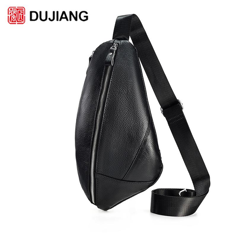 

Leather Breast Bag Simple Casual Men S Bag First Layer Cowhide Fashionable Men S Black Messenger Bag