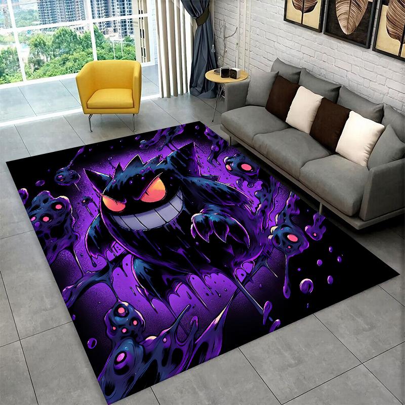 Cute Gengar Pokemon Cartoon Non-Slip Area Rug for Living Room,Bedroom,Playroom,Soft Carpet Floor Mat Home Decor Rug Kids Room
