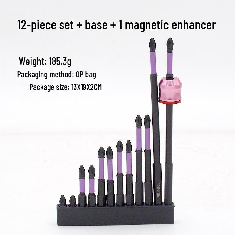 Shock-resistant Magnetic Phillips Screwdriver Bits with Anti-slip Teeth