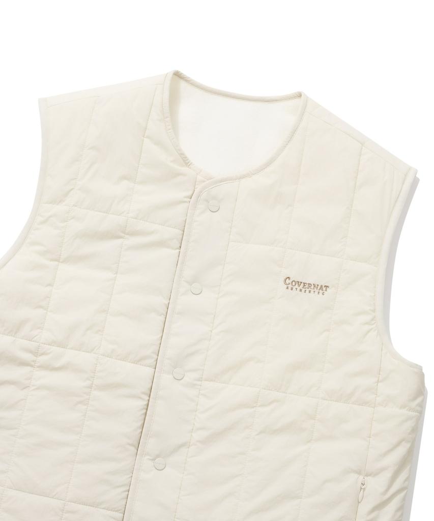 Covernat Fleece Reversible Quilted Vest Ecru