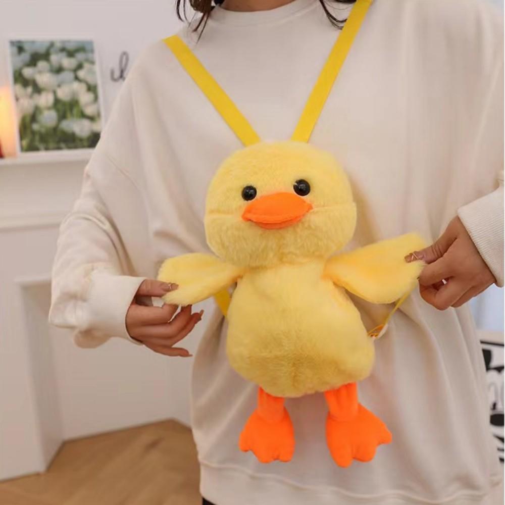 33cm Little Yellow Duck Plush Backpack Kawaii Stuffed Animal Duck Bag Cartoon Cute Soft Schoolbag Girls Children's Day Gifts