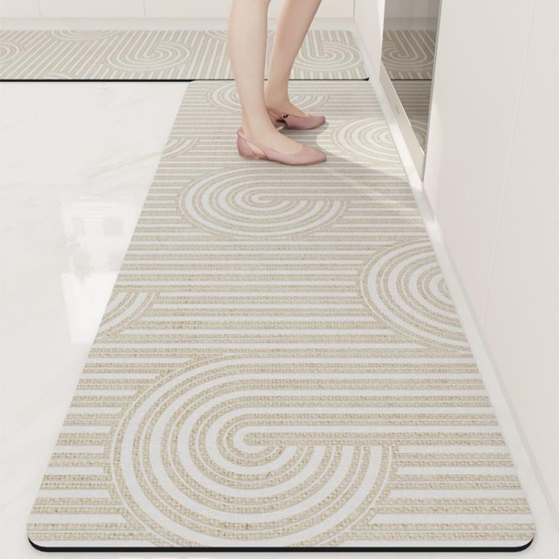 Kitchen Floor Mat Non-Slip Oil-Proof Waterproof Carpet Simplicity Solid Color Pattern Rug Long Size Home Decor Mats