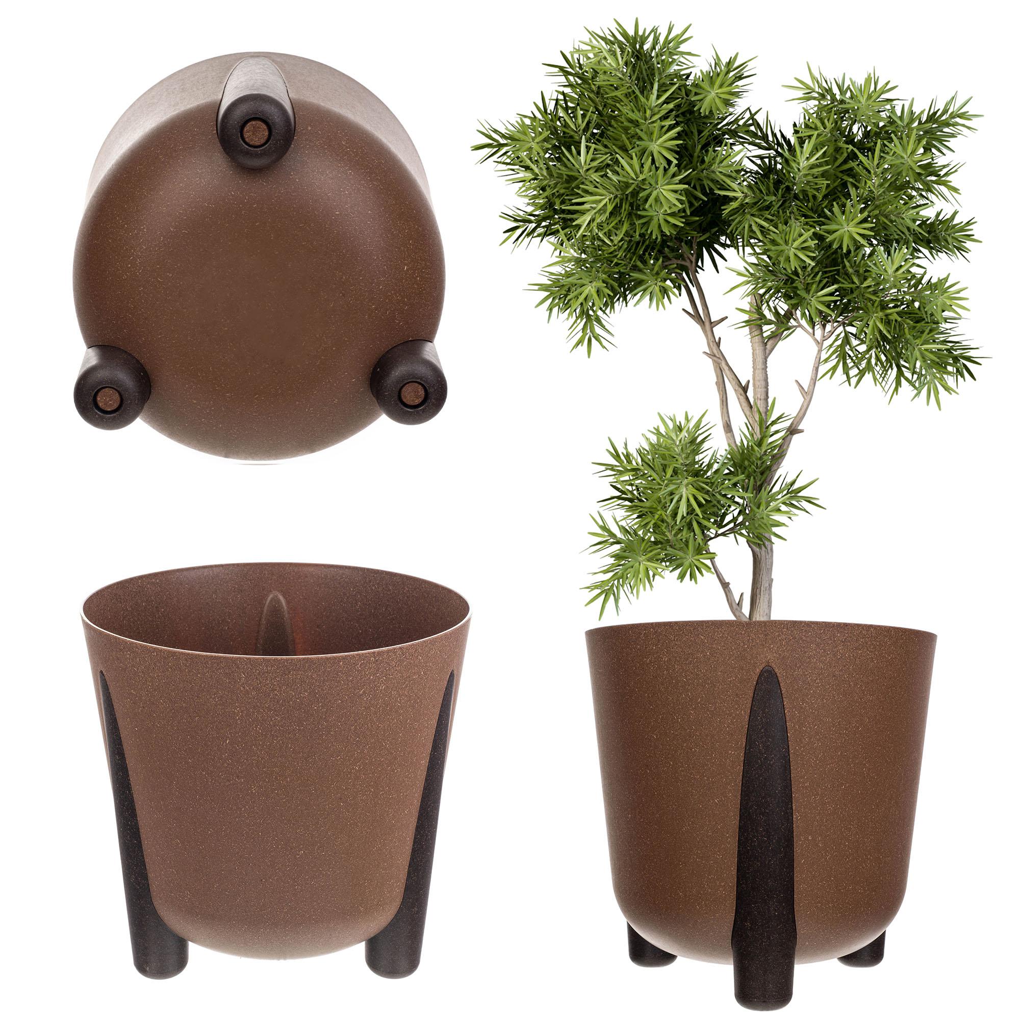 KADAX Doniczka Donica Na Kwiaty Eco Osłonka Nóżki + Wkład 18cm Brązowa 18cm marron