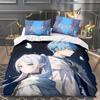 Anime Frieren gultas veļas komplekts zēniem, meitenēm, dvīņiem, karalienes izmēra, segas pārvalks Spilvendrāna zēnu gultas pieaugušajiem pieaugušajiem mājas tekstils