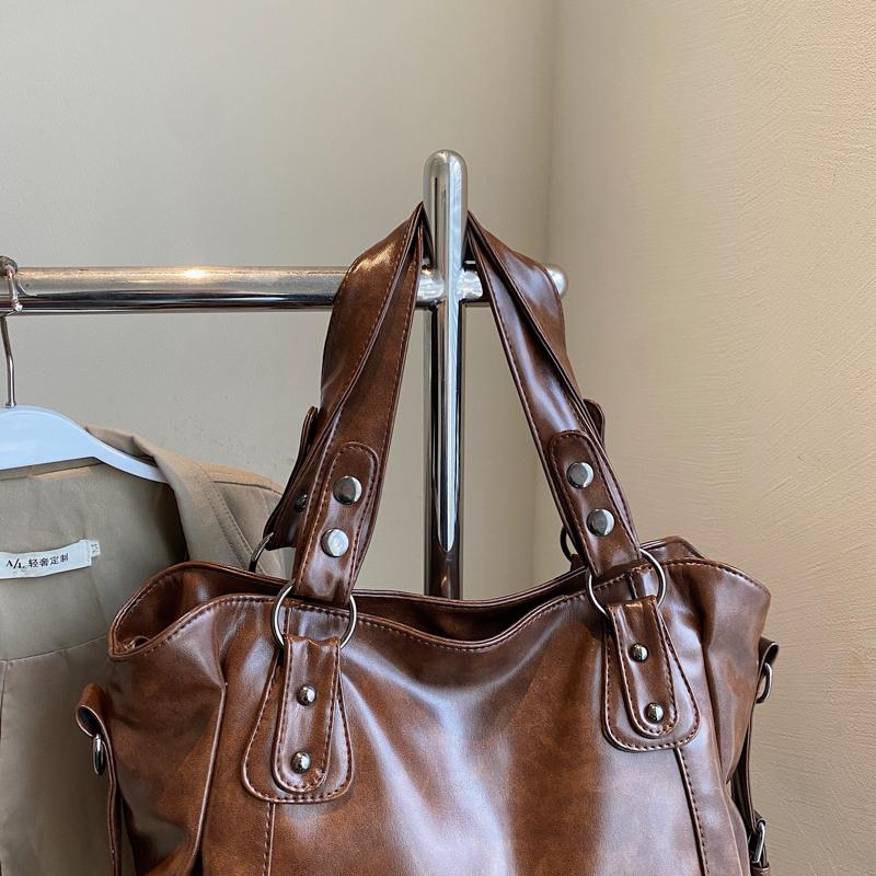 Vintage Damen PU Handtasche, Einfache Tragetasche, Messenger Bag mit großem Fassungsvermögen, Modische Alltags-Handtasche mit großem Fassungsvermögen, Vintage-Stil