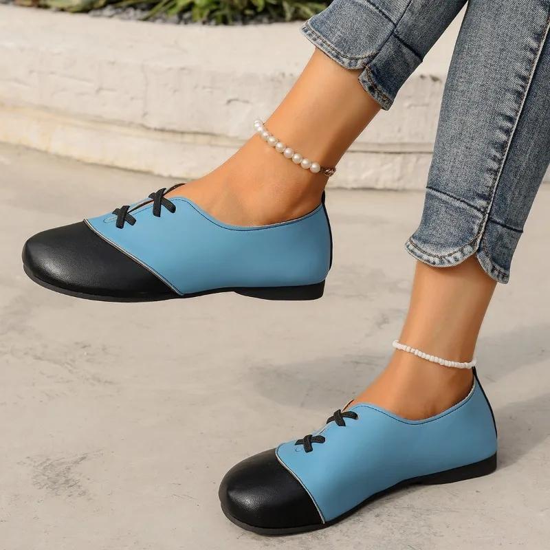 Fashion Ladies Shoes 2024 New -tied Women's Flats Color Matching Casual Flats Women Hot Sale Plus Size Light Flat Low Heels