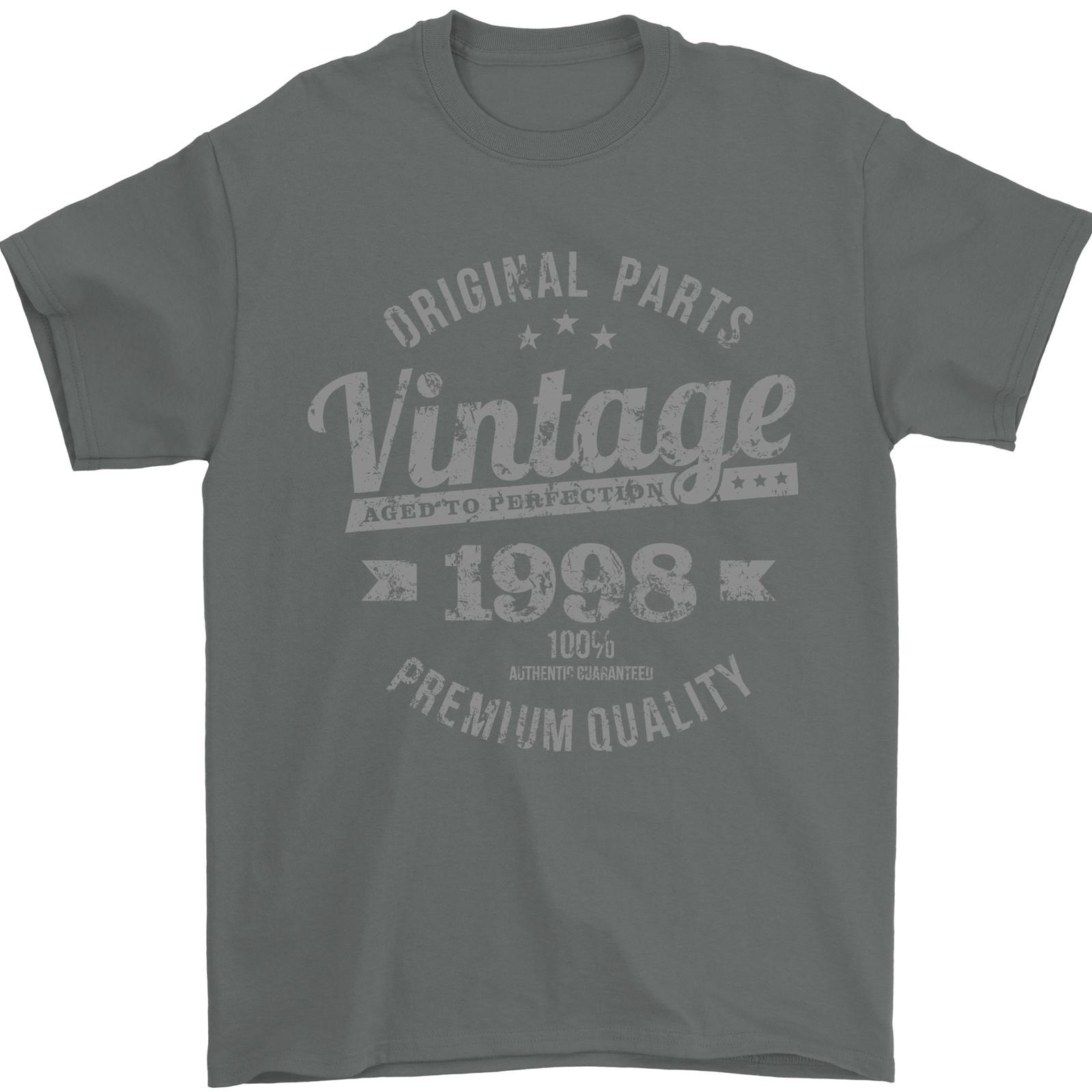 Vintage Year 28th Birthday 1998 Mens T-Shirt 100% Cotton Charcoal M