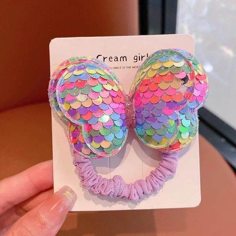 1pc Laser Sequins Bow Hair Clips Girls Children Headdress Bangs Side Duckbill Clip Sweet Cute Hair Styling Accessories Hairbands