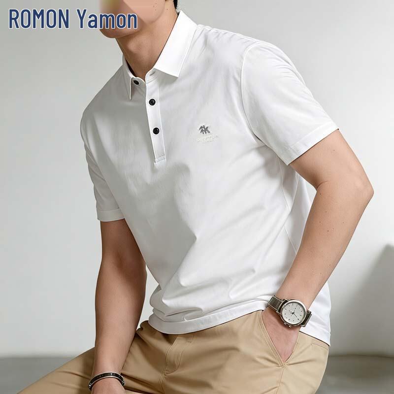 

ROMON Men s Business Casual Polo Shirt 4XL