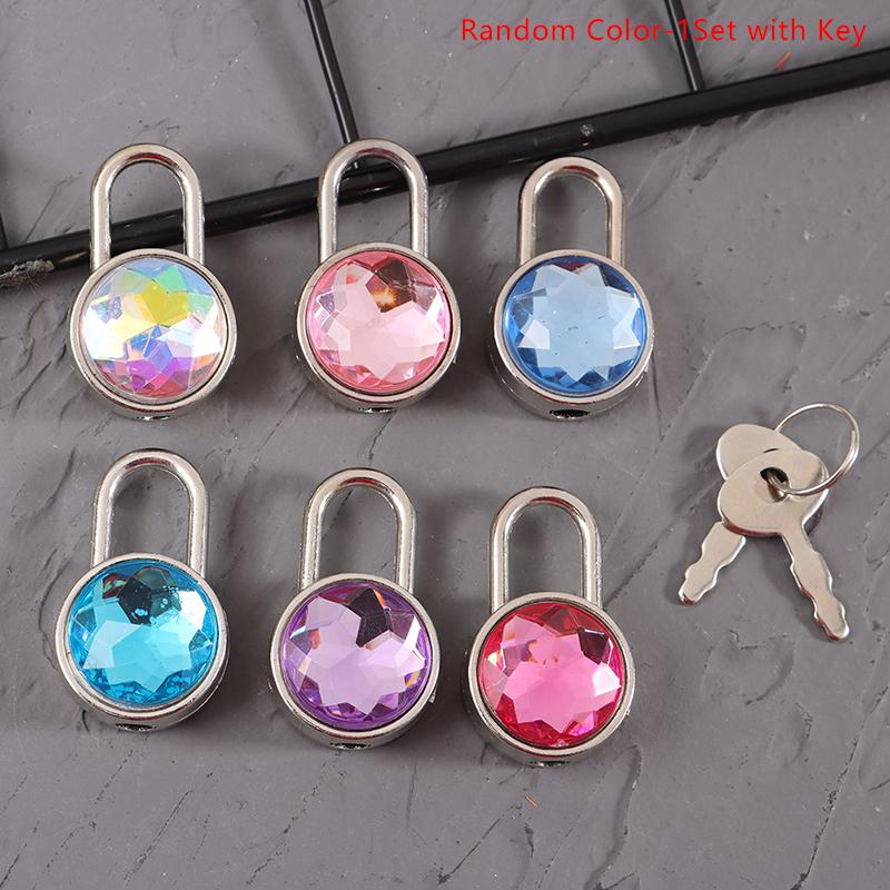 Mini Round Shape Padlock Luggage Hardware Locks W/Keyfor Jewelry Box Suitcase