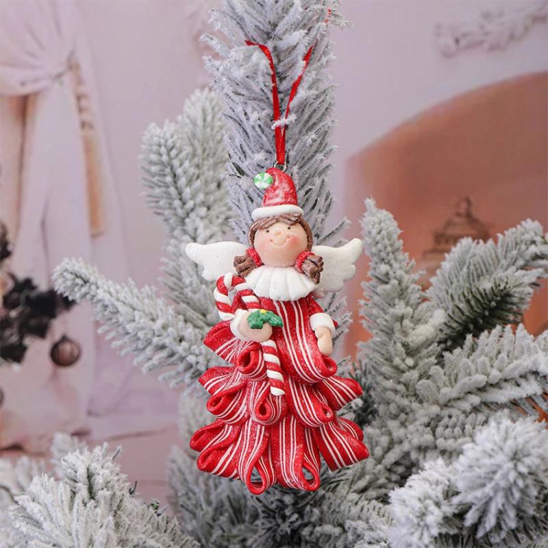 Xmas Tree Decors Christmas Soft Pottery Pendant Cute Angel Candy Tree Hangable Ornament For Indoor Outdoor Garden Yard Supplies