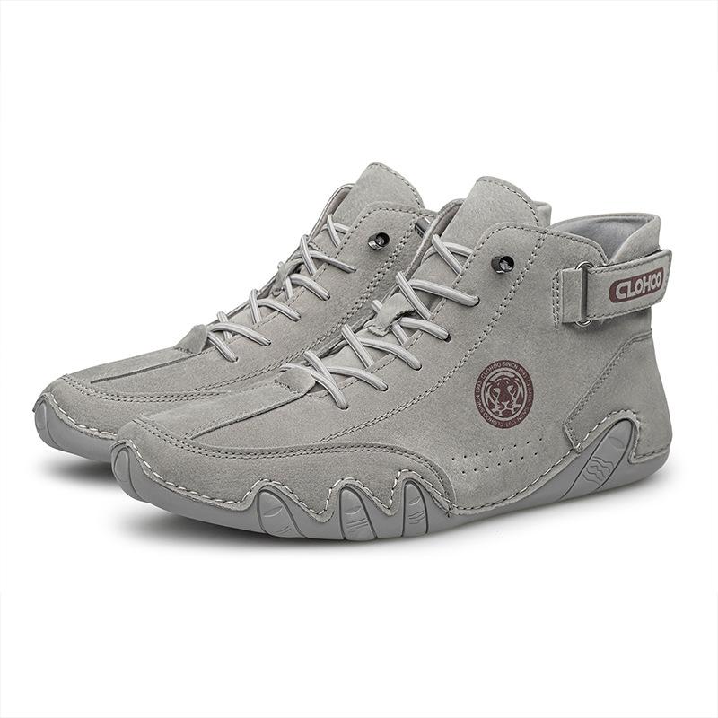 Men's Ankle Boots Fashion High Top Sneakers High Quality Leather Casual Shoes Comfort Soft Sole Driving Shoes Big Size Men Shoes