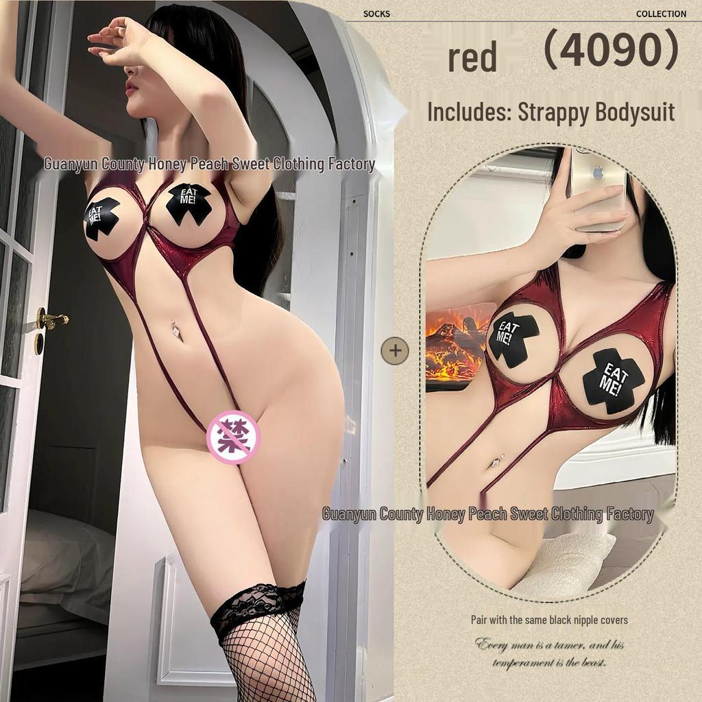 Sleek Cutout Hot Stamping Bodysuit for Nightclub and Private Room