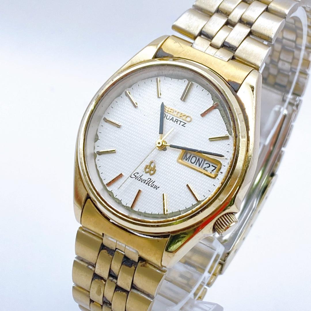Used Working item SEIKO Men s Watch Silver Wave Day Date Vintage
