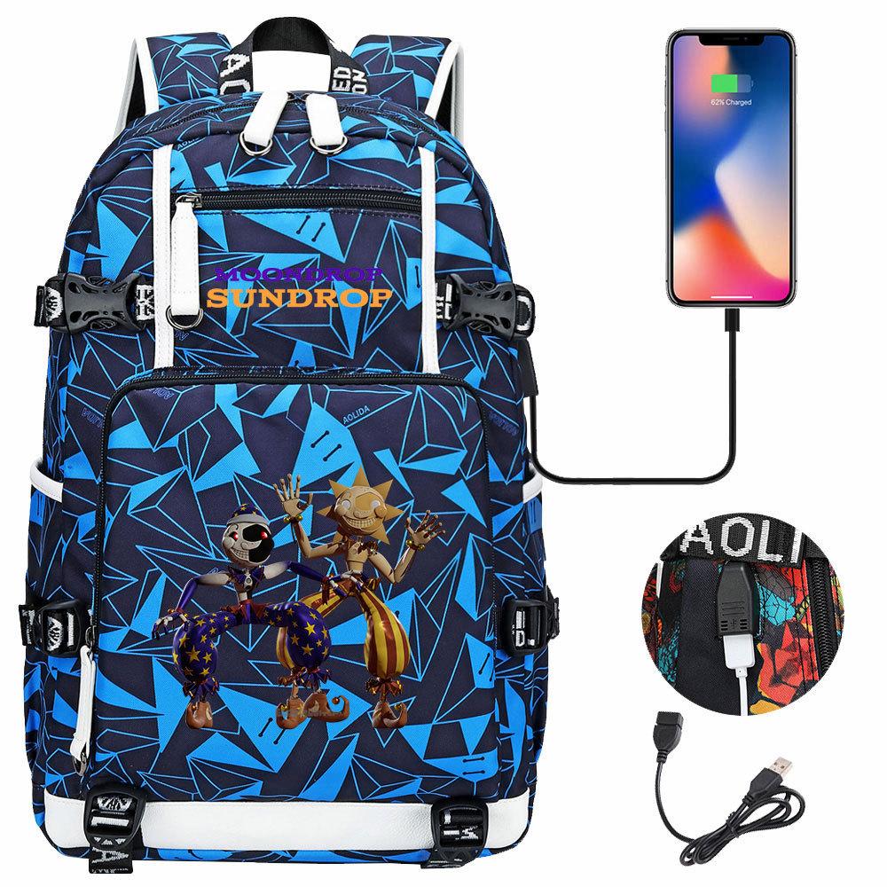 Game Moon Sun Print Backpack for Teens Students Boys Girls Casual Large Capacity Travel Daypack