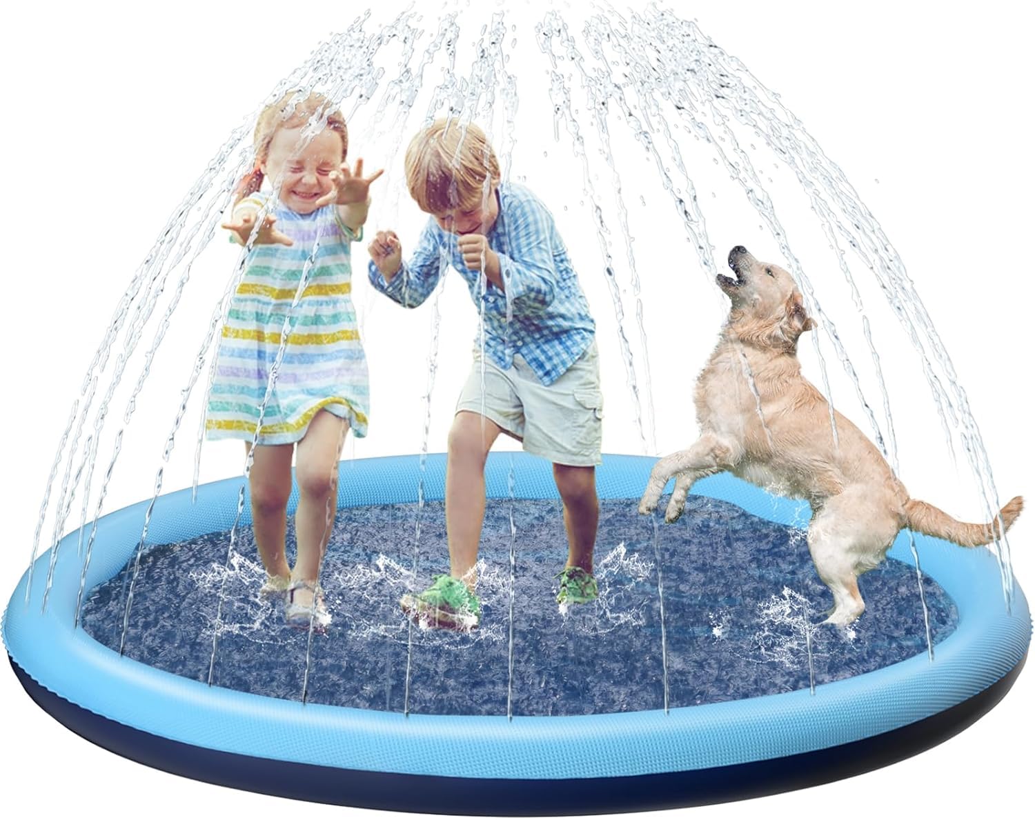 Jasonwell Fountain Mat, Pet Fountain, Kids  Pool, Home Pool, Water Play Toy, 170cm, for Boys and Girls, Summer Fun, Lawn Play, Garden Pool, Birthday