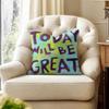 Creative Watercolor Words Cushion Cover Natural Linen Organic Fabric DoubleSided Printing Couch Pillow Covers Home Decor