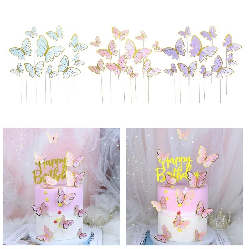 10PCS Butterfly Cake Decoration Creative Cupcakes Toppers Paper Baking Supplies for Birthday Party Wedding Anniversary