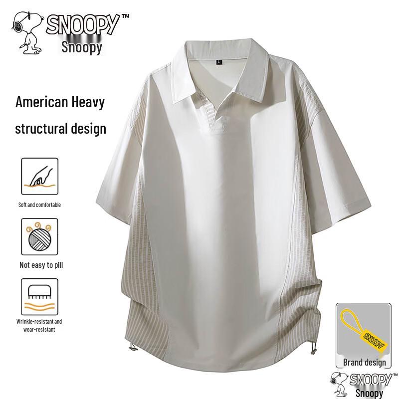 

SNOOPY Men s Striped Polo T-Shirt XL