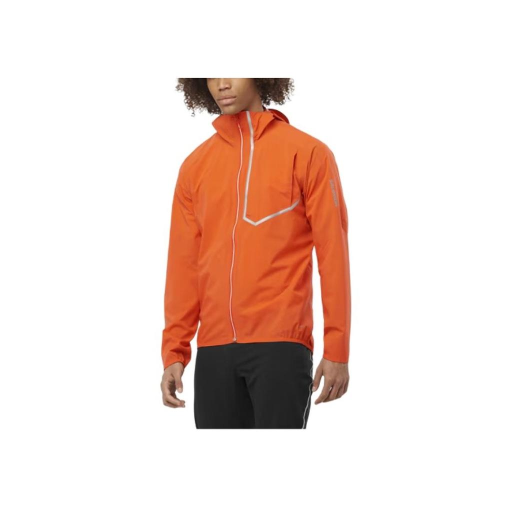 Salomon Striped Zip-Up Hooded Long Sleeve Jacket Men jackets Orange LC2271700