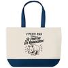 Large Blue Bottom Tote Bag I Can't I Prefer Rhinos I Can't Minimalist | 170 G/m² Cotton Canvas 27 L Pocket