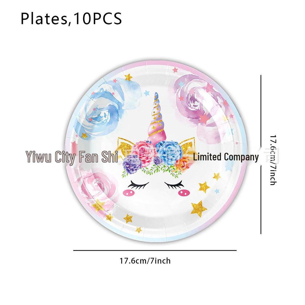 Unicorn Kids Birthday Party Disposable Tableware Set