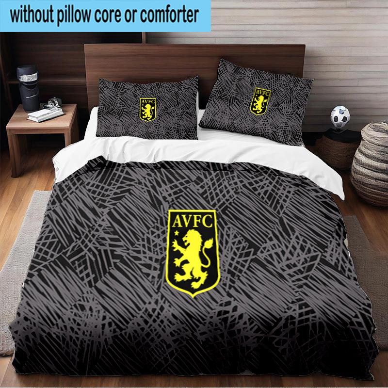 Aston Villa Crest Design 3PCS Print Bedding Set, Includes A Duvet Cover and Two Pillowcases for Bedroom, Dormitory, Suitable for All Seasons
