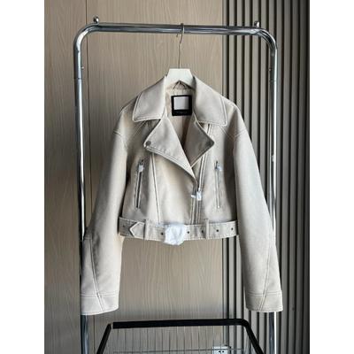 Faux Leather Biker Jacket Lapel Zipper Decoration Loose Version Short Women's Imitation Leather Coat
