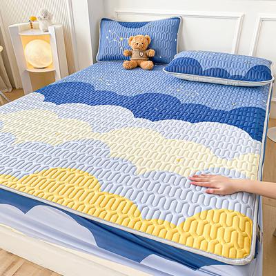 Natural Latex Thick Bed Mat for Summer Soft Breathable Ice Silk Cooling Mats for Bed Cool Feeling Matress Cover and Pillowcases
