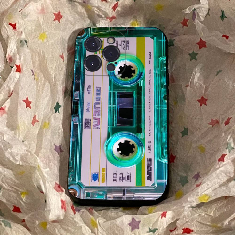 Vintage Music Tapes Cassette Phone Case Black Soft Silicone TPU Phone Case For IPhone 11 12 13 14 15 16 17 Pro Plus Mini Max