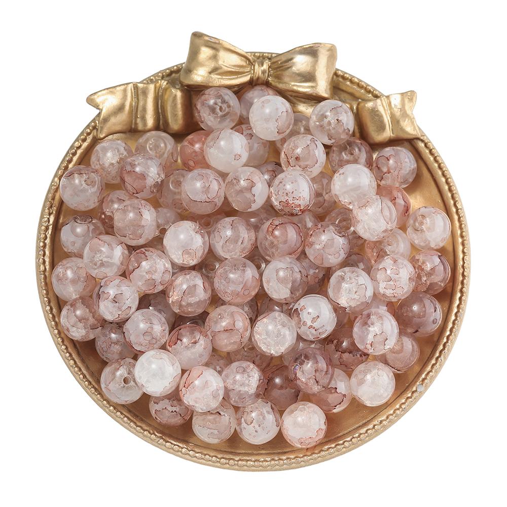 20/50pcs Crackle Flowers Glass Beads 10mm Round Spacer Loose Bead for DIY Bracelet Necklace Jewelry Making Accessories Supplies