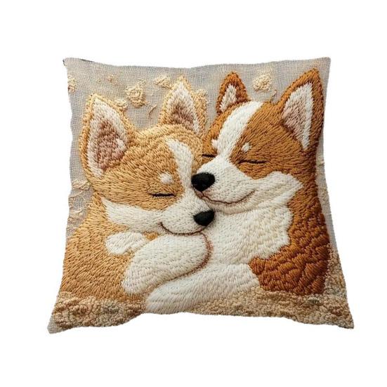 Dog Pattern Pillow Cover Cute Puppy Throw Pillow Case Zippered Decorative Pillowcase for Bedroom Living Room Sofa Couch