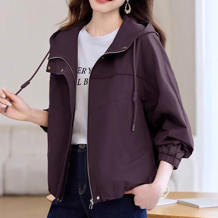 2025 Women's Petite Hooded Trench Coat - Casual Fashion for Spring and Autumn