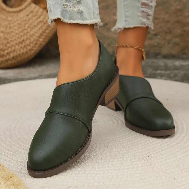 Bottines Chelsea à Talon Carré pour Femmes Grandes Tailles - Bottines à Enfiler à Bout Pointu avec Talon Bloc, Dessus en PU et Semelle Intérieure Coussinée, Bout Rond Noir