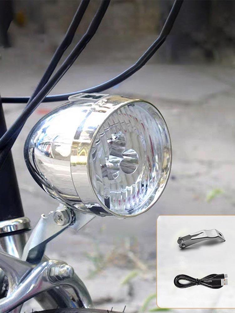With Bracket Headlight Classical Design Classic Bike Front Light Night Riding Trendy Abs Plastic Shell Retro Led Lamp