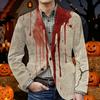 Men's Halloween Print Corduroy Warm Blazer Jacket with Pockets Casual Suit Coat Button Front Long Sleeve Outerwear